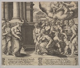 Plate 2: the people rendering divine honors to Psyche, from 'The Fable of Psyche', 1530-60. Creator: Master of the Die.