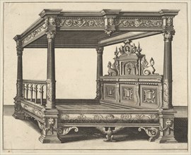 Canopy Bed from 'Verscheyden Schrynwerck (...)' ['Plusieurs Menuiseries (...)'], 1658. Creator: Paul Vredeman de Vries.