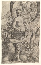 Jupiter, Pluto and Neptune Offering their Riches to Fortune, 1624. Creator: Pierre Brebiette.