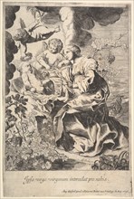 Virgin and child with angels, 1636. Creator: Pierre Brebiette.