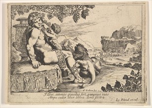 Bacchus, Satyr, and Lion, 1610-42. Creator: Pierre Brebiette.