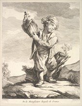 Little boy holding a vessel, from Premier Livre de Figures d'après les porcelaines de la M..., 1757. Creator: Pierre Etienne Falconet.