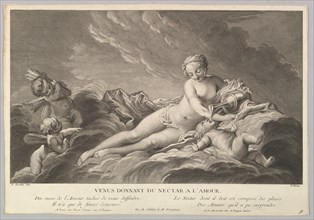 Venus Giving Nectar to Cupid, 18th century. Creator: Pierre François Basan.