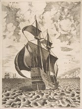 Armed Four-Master Sailing Towards a Port from The Sailing Vessels, 1561-65. Creator: Frans Huys.
