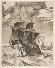 A Dutch Hulk and a Boeier from The Sailing Vessels, 1565. Creators: Frans Huys, Cornelis Cort.