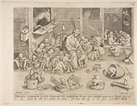 The Ass at School, 1557. Creator: Pieter van der Heyden.