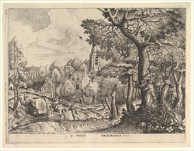 Wooded Region (Pagus Nemorosus) from The Large Landscapes, ca. 1555-56. Creators: Johannes van Doetecum I, Lucas van Doetecum.