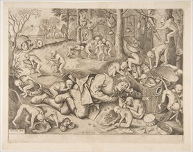The Merchant Robbed by Monkeys, 1562. Creators: Pieter van der Heyden, Pieter Bruegel the Elder.