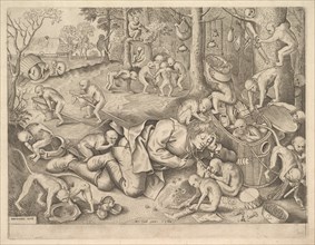 The Merchant Robbed by Monkeys, 1562. Creators: Pieter van der Heyden, Pieter Bruegel the Elder.