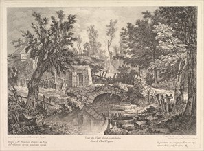 View of the Lavandieres Bridge at the Peasant House, mid-18th century. Creator: Quentin Pierre Chedel.