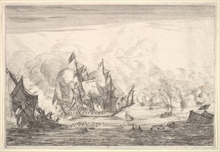 Naval Battle with an English Ship Foundering on the Left, from Naval Battles