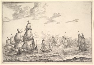 Naval Battle Scene, 17th century. Creator: Reinier Zeeman.