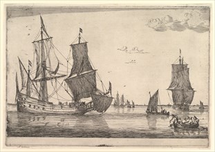 Large Sailing Vessel and Rowing Boat, 17th century. Creator: Reinier Zeeman.