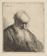 Bust of an Old Man with Flowing Beard: the Head Inclined Three-Quarters Right, 1630. Creator: Rembrandt Harmensz van Rijn.