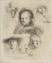 Rembrandt's Wife and Five Other Heads, 1636. Creator: Rembrandt Harmensz van Rijn.