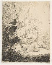 The small lion hunt, with two lions, ca. 1632. Creator: Rembrandt Harmensz van Rijn.