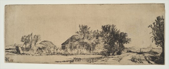Landscape with a Farmhouse Along a Road Beside a Canal, ca. 1652. Creator: Rembrandt Harmensz van Rijn.