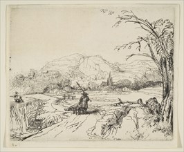 Landscape with a shepherd and a dog, ca. 1653. Creator: Rembrandt Harmensz van Rijn.