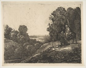 Flight into Egypt: Altered from Tobias and the Angel by Hercules Segers, ca. 1653. Creator: Rembrandt Harmensz van Rijn.