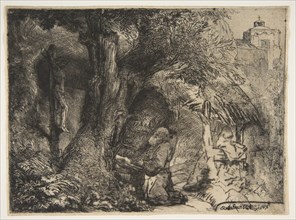 Saint Francis beneath a Tree, Praying, 1657. Creator: Rembrandt Harmensz van Rijn.