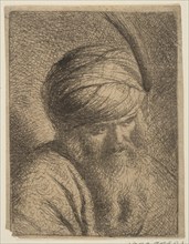 Bust of a Man in a Feathered Turban and Long Beard.n.d. Creator: Circle of Rembrandt.