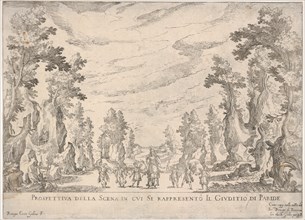 View of the scene in which is represented the Judgment of Paris (Prospettiva della scena i..., 1608. Creator: Remigio Cantagallina.