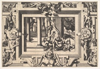 Medea Kills her Two Children by Jason (Pour qui d'Absyrte a le sang repandu, fait que du s..., 1563. Creator: Rene Boyvin.