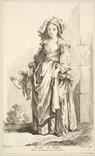 Femme de Naples, from Recueil de diverses fig.res étrangeres Inventées par F. Bouc..., 18th century. Creator: Simon François Ravenet.