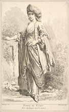 Femme du Levant, from Recueil de diverses fig.res étrangeres Inventées par F. Bouc..., 18th century. Creator: Simon François Ravenet.