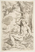 Saint Sebastian pierced with arrows and tied to a tree, copy after Cantarini, ca. 1639 or after. Creator: Unknown.