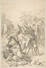 Saint Benedict exorcising a demon, ca. 1637-1639. Creator: Simone Cantarini.