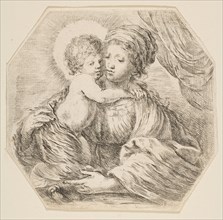 Virgin and Christ Child, an octagonal composition, ca. 1649. Creator: Stefano della Bella.