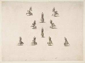 Ten Cavaliers Including Five Forming a V, 1652. Creator: Stefano della Bella.