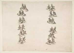 Twenty-four Cavaliers Fighting in Two Columns, 1652. Creator: Stefano della Bella.