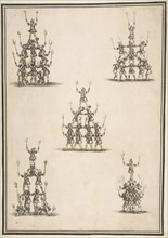 Five Groups of Acrobats, 1652. Creator: Stefano della Bella.