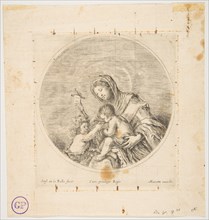 The Virgin and Child with Saint John, a round composition, ca. 1641. Creator: Stefano della Bella.