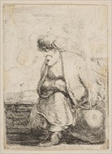 An Old Turk Seated on a Stone, ca. 1662. Creator: Stefano della Bella.