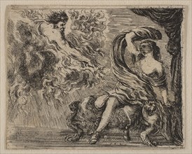 Jupiter and Semele, from 'Game of Mythology' (Jeu de la Mythologie), 1644. Creator: Stefano della Bella.