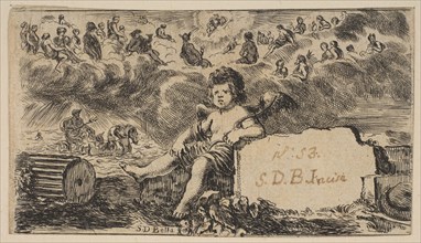 Title page: Cupid, from 'Game of Mythology' (Jeu de la Mythologie), 1644. Creator: Stefano della Bella.