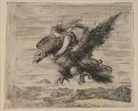 Jupiter and Ganymede, from 'Game of Mythology' (Jeu de la Mythologie), 1644. Creator: Stefano della Bella.