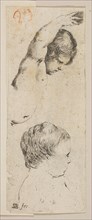 Plate 6: two studies of children, from 'Collection of various doodles and etching proo..., ca. 1646. Creator: Stefano della Bella.