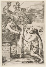 Frontispiece for Il Mercurio, III: Hercules Planting His Club, 1652. Creator: Stefano della Bella.