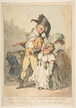 The Successful Fortune Hunter, or Captain Shelalee Leading Miss Marrowfat to the Temple of..., 1802. Creator: Thomas Rowlandson.