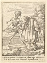 Old man, from the Dance of Death, 1651. Creator: Wenceslaus Hollar.