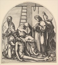 Descent from the cross, after Holbein, 1640. Creator: Wenceslaus Hollar.