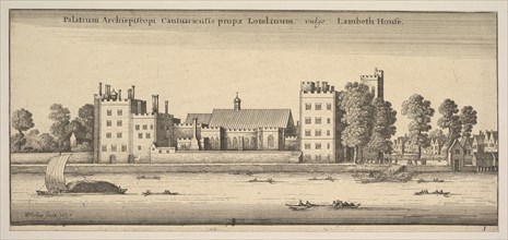 Palatium Archiepiscopi Cantuariensis propae Londinum vulgo Lambeth House (Lambeth House: P..., 1647. Creator: Wenceslaus Hollar.