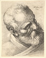 Bearded old man with a tilted head, 1645. Creator: Wenceslaus Hollar.