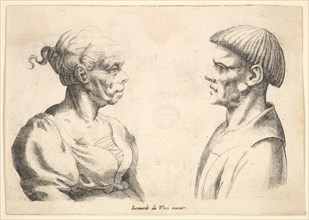 Two heads, 1625-77. Creator: Wenceslaus Hollar.