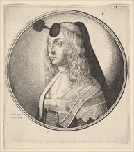 Woman with houpette on forehead turned to left, 1643. Creator: Wenceslaus Hollar.