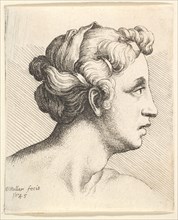 Woman with a bound tress of hair in profile to right, 1645. Creator: Wenceslaus Hollar.